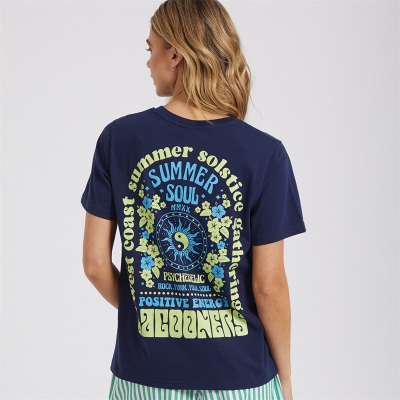 Lagooners Womens Psychedelic T-Shirt Navy - Image 3