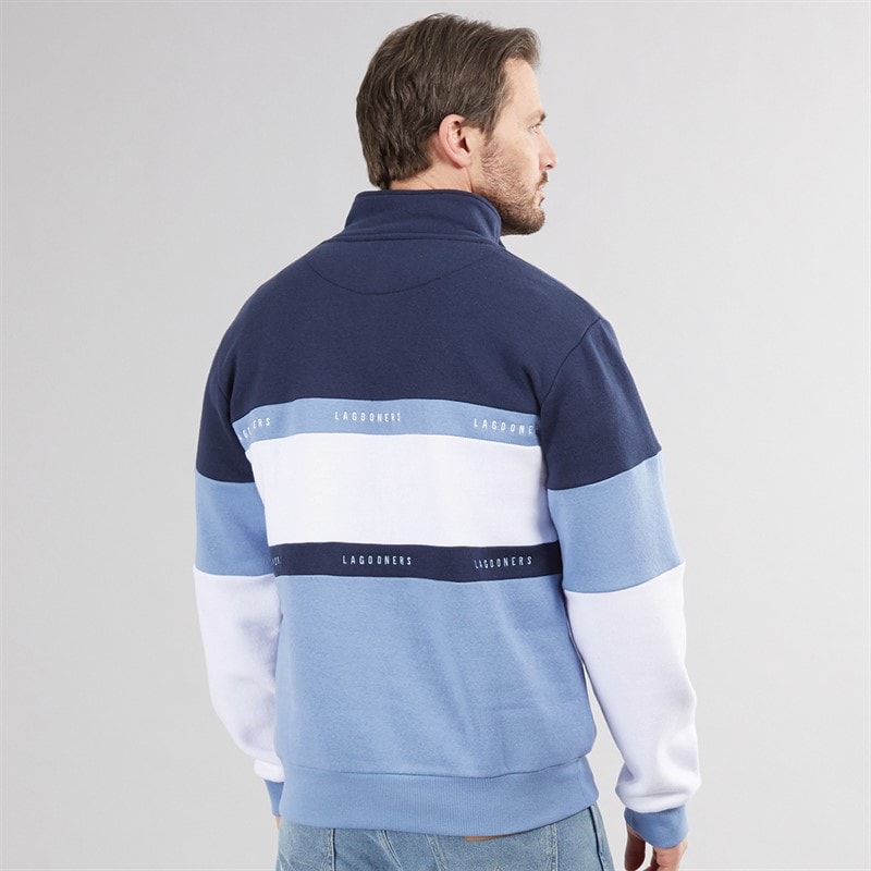 Lagooners Mens Exmouth Funnel Neck Sweat Navy/Blue - Image 2