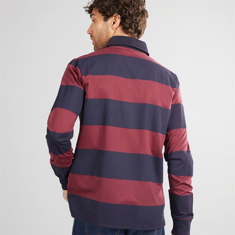 Lagooners Mens Cedar Rugby Top Burg/Navy - Image 2
