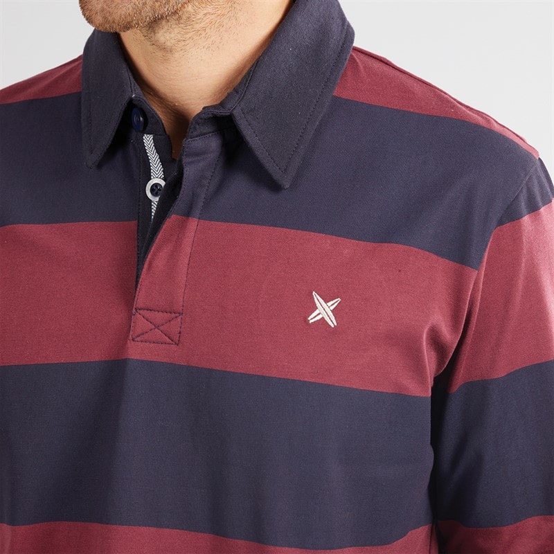 Lagooners Mens Cedar Rugby Top Burg/Navy - Image 3