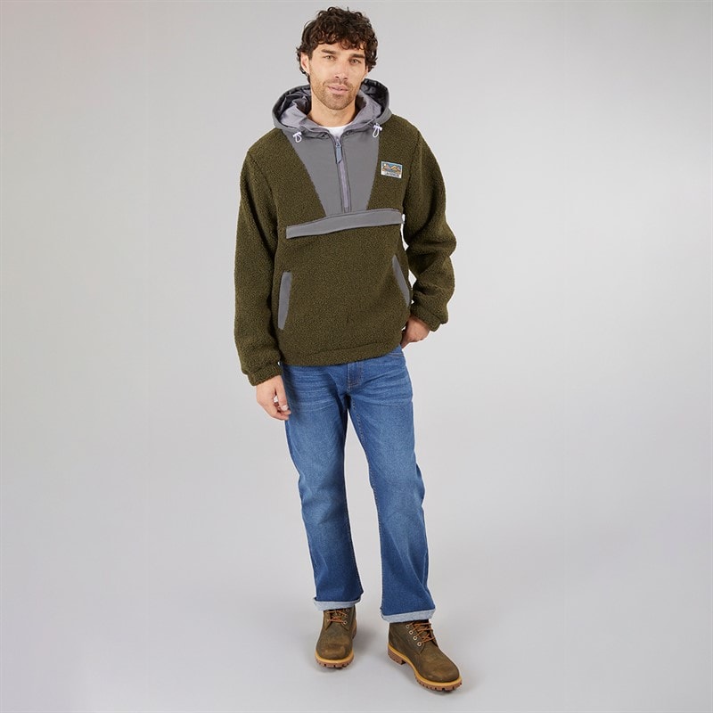Lagooners Mens Hugo Borg 1/4 Zip Hooded Fleece Forest/Charcoal/Aubergine - Image 5