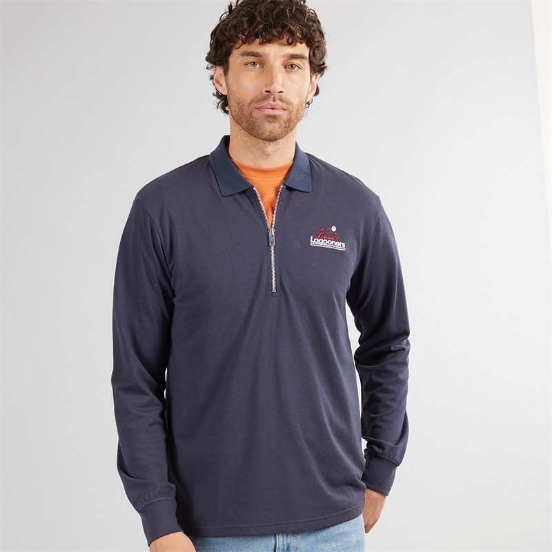 Lagooners Mens Ridge Polo Shirt Top Dark Navy - Image 1
