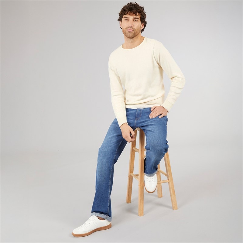 Lagooners Mens Holland Knitted Crew Sweat Ecru - Image 4