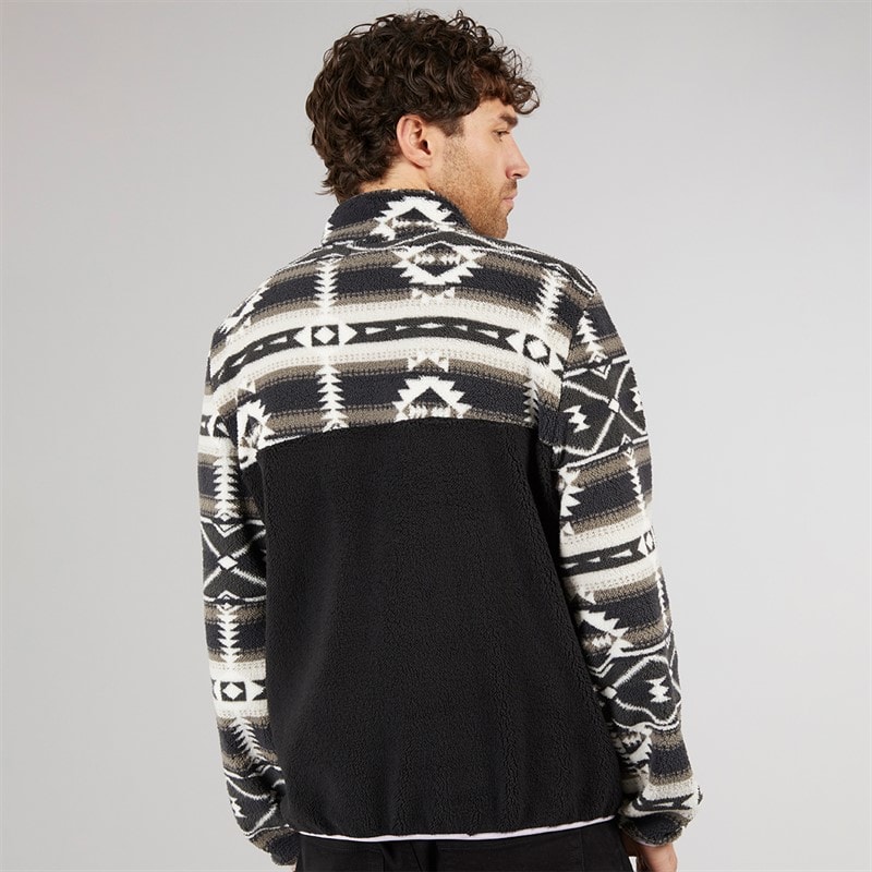 Lagooners Mens Baker Aztec Fleece Charcoal / Mauve - Image 2