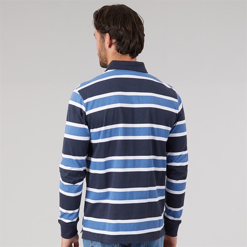 Lagooners Mens Baltic Rugby Top Dark Navy/Blue/White - Image 2