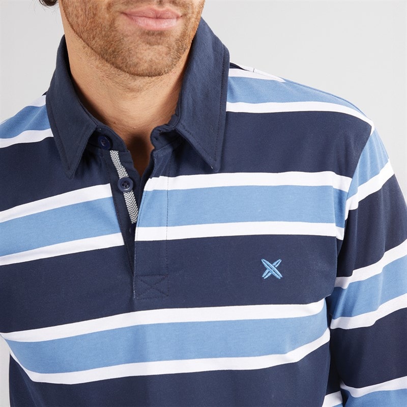Lagooners Mens Baltic Rugby Top Dark Navy/Blue/White - Image 3