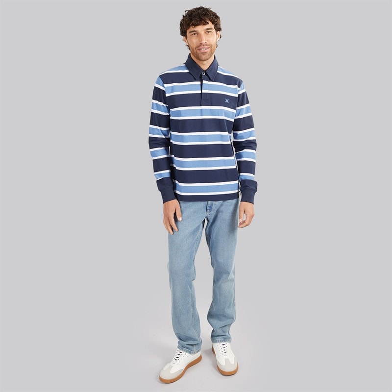 Lagooners Mens Baltic Rugby Top Dark Navy/Blue/White - Image 4