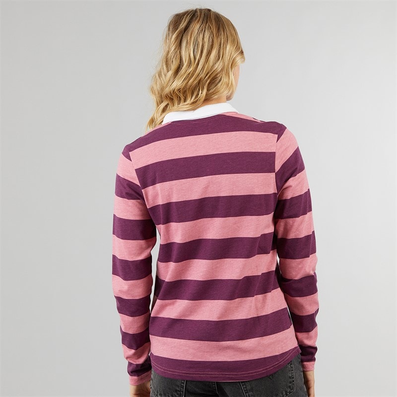 Lagooners Womens Heritage Long Sleeve Polo Shirt T-Shirt Peach - Image 2