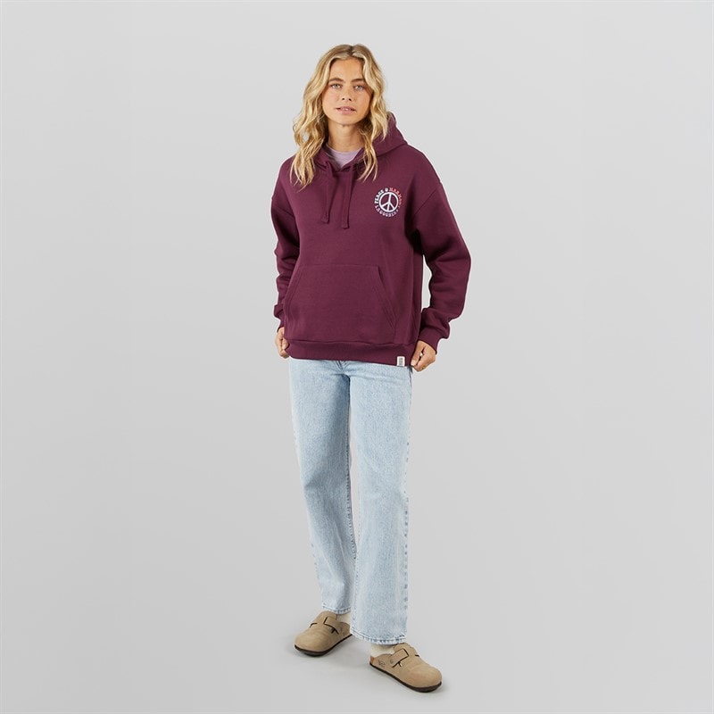 Lagooners Womens Peace & Harmony Hoodie Plum - Image 4