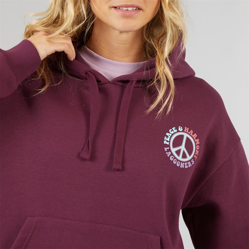 Lagooners Womens Peace & Harmony Hoodie Plum - Image 5
