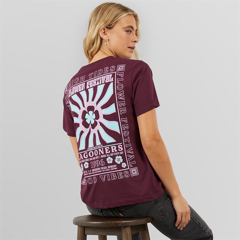 Lagooners Womens Birds T-shirt Plum - Image 1