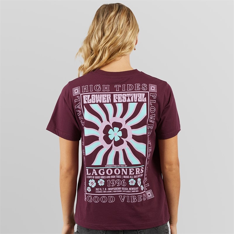 Lagooners Womens Birds T-shirt Plum - Image 3