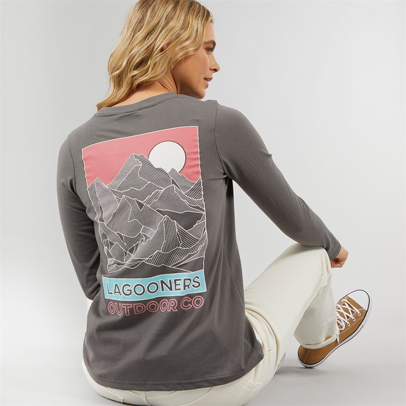 Lagooners Womens Cullen Long Sleeve T-Shirt Charcoal - Image 1