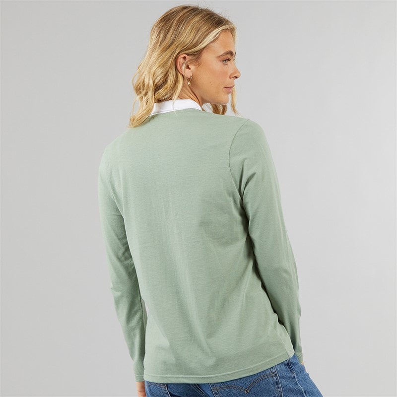 Lagooners Womens Bangor Long Sleeve Rugby T-Shirt Green Bay - Image 2