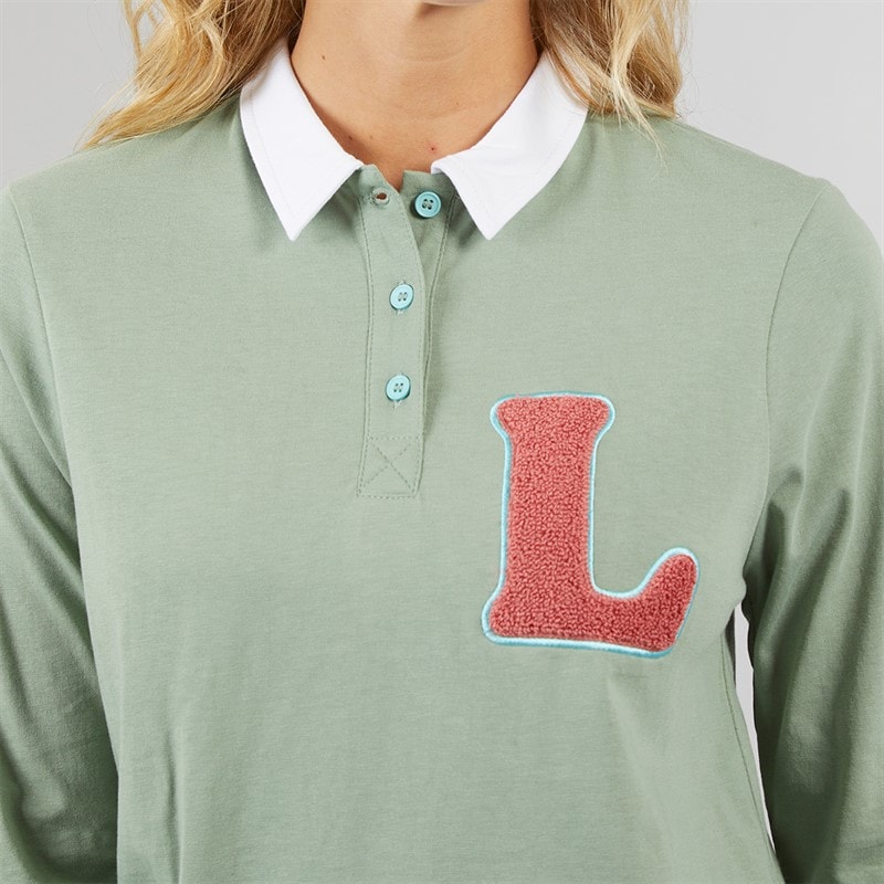 Lagooners Womens Bangor Long Sleeve Rugby T-Shirt Green Bay - Image 3
