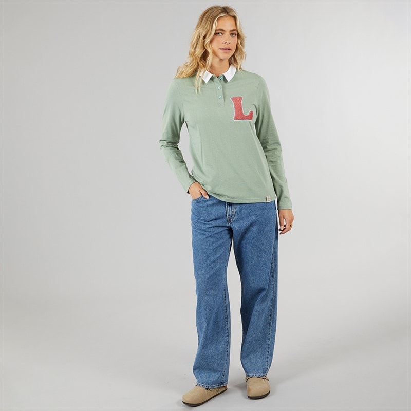 Lagooners Womens Bangor Long Sleeve Rugby T-Shirt Green Bay - Image 4