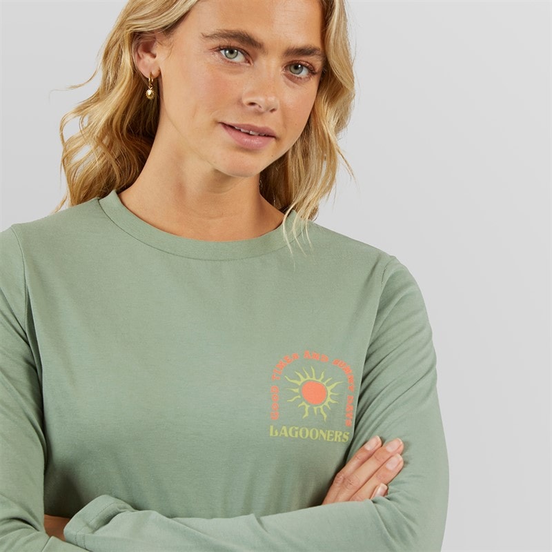 Lagooners Womens Airdrie Long Sleeve T-Shirt Green Bay - Image 5