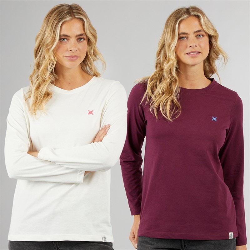 Lagooners Womens Aberavon Two Pack Long Sleeve T-shirt Plum/Ecru - Image 1