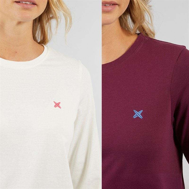 Lagooners Womens Aberavon Two Pack Long Sleeve T-shirt Plum/Ecru - Image 3