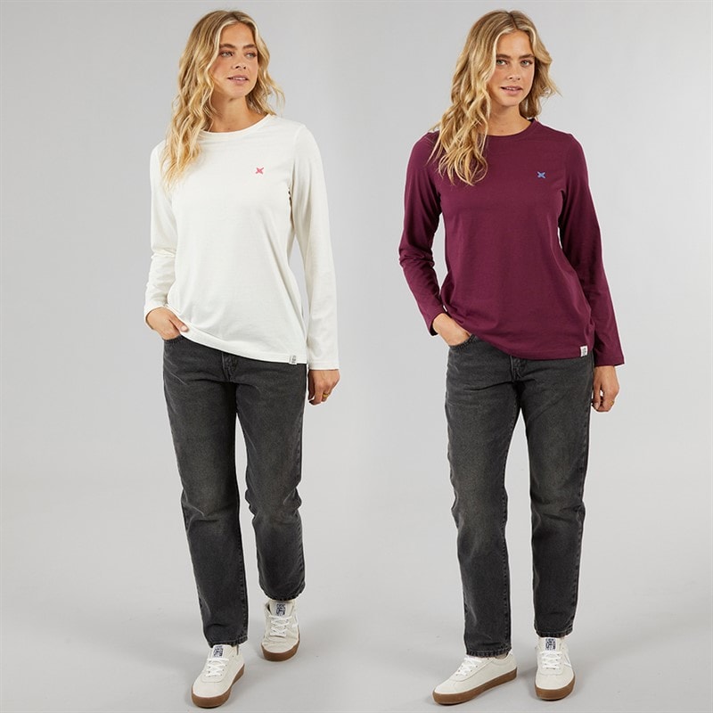 Lagooners Womens Aberavon Two Pack Long Sleeve T-shirt Plum/Ecru - Image 4