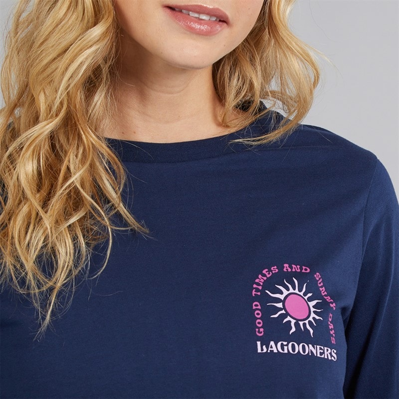 Lagooners Womens Airdrie Long Sleeve T-Shirt Navy - Image 3