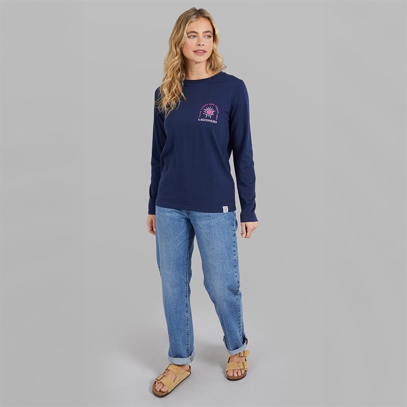 Lagooners Womens Airdrie Long Sleeve T-Shirt Navy - Image 4