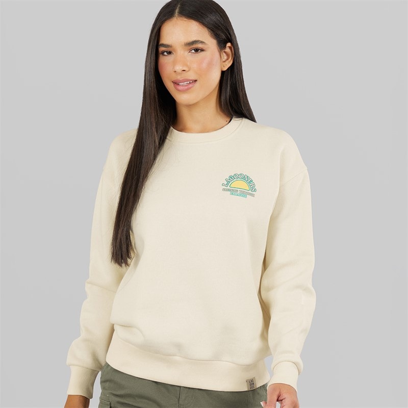 Lagooners Womens Foxmere Crew Neck Graphic Sweat Ecru - Image 2