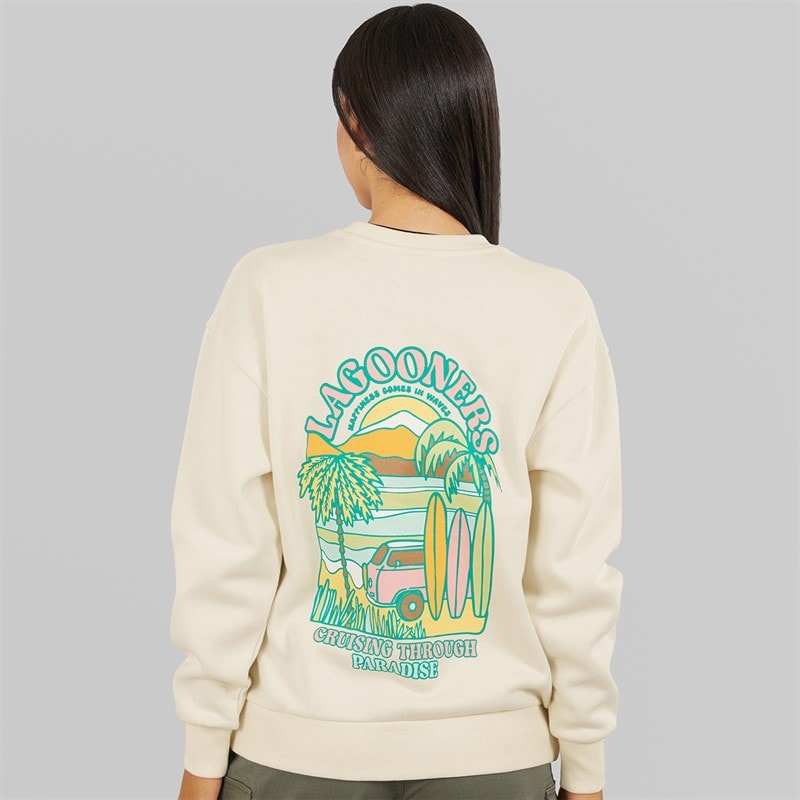 Lagooners Womens Foxmere Crew Neck Graphic Sweat Ecru - Image 3