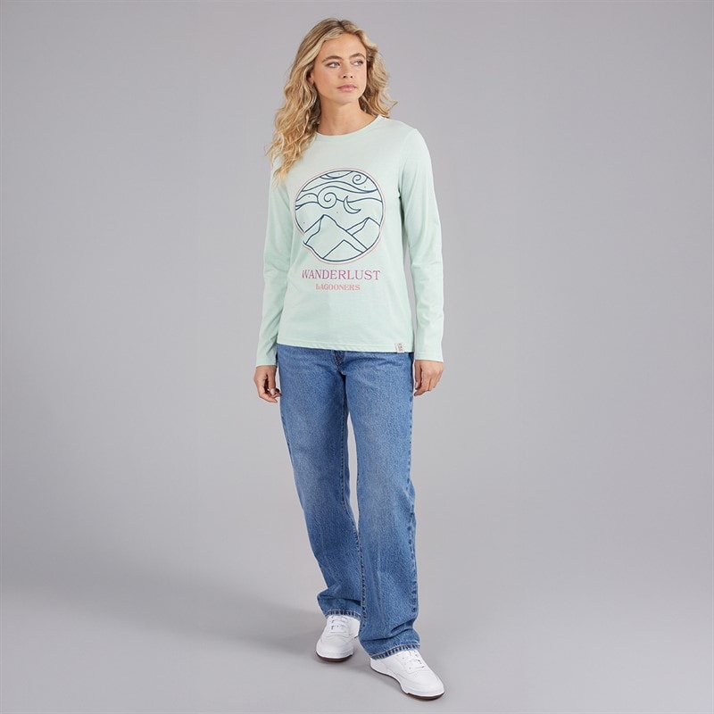 Lagooners Womens Sloe Hollow Long Sleeve T-Shirt Light Green - Image 3