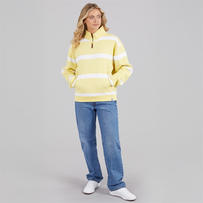 Lagooners Womens Wildflower End Quarter Zip Neck Sweatshirt Yellow - Image 4