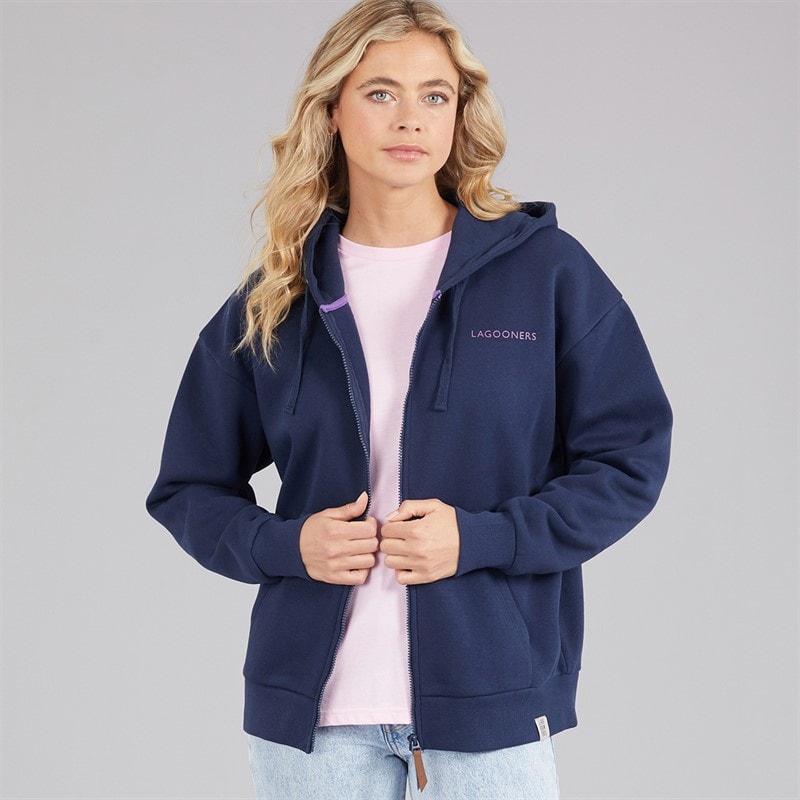 Lagooners Womens Curlew Ridge Zip Through Hoodie Navy - Image 2