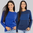 Lagooners Womens Mulberry Two Pack T-Shirts Navy/Cobalt