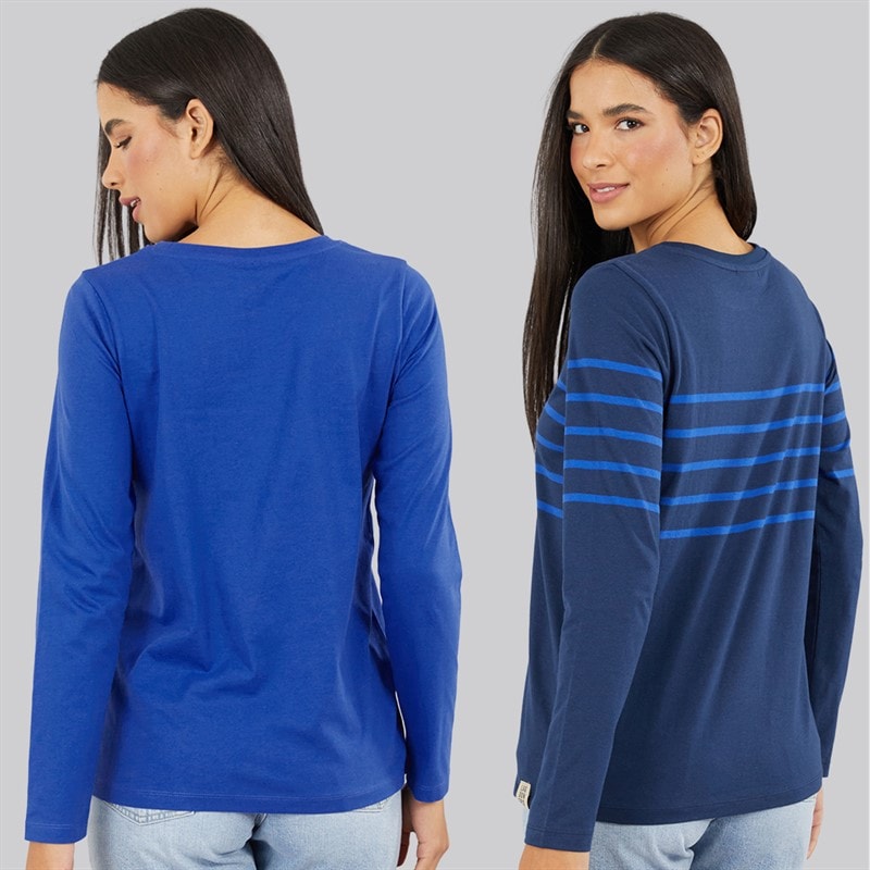 Lagooners Womens Mulberry Two Pack T-Shirts Navy/Cobalt - Image 2