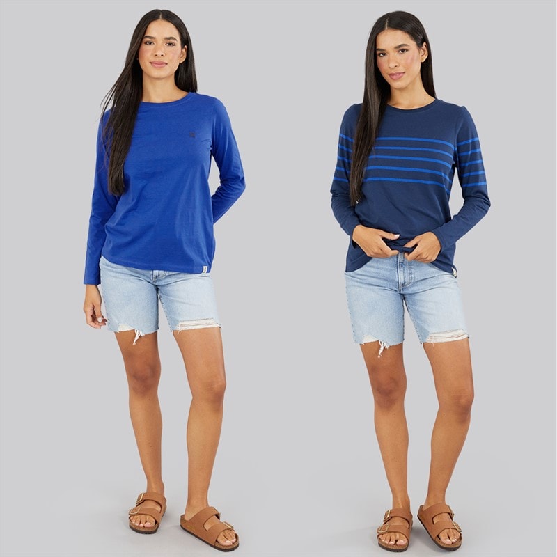 Lagooners Womens Mulberry Two Pack T-Shirts Navy/Cobalt - Image 3