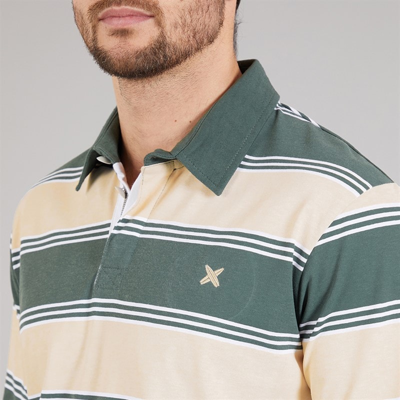 Lagooners Mens Cavendish Rugby Polo Shirt Cream/Sage Cream / Sage - Image 3