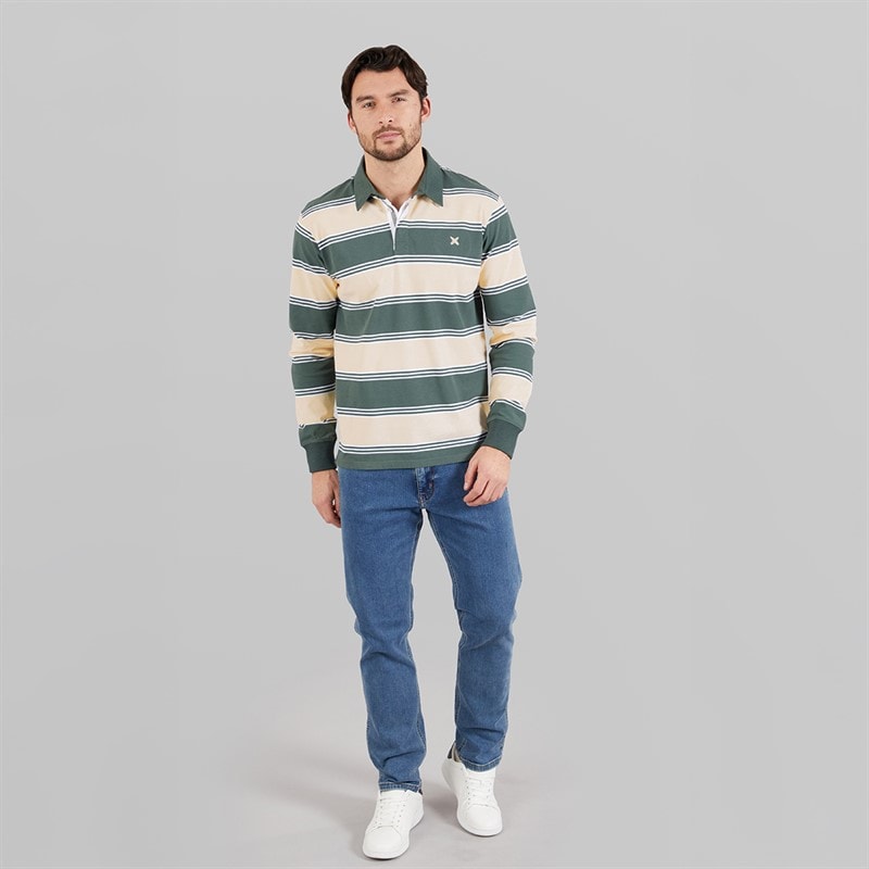 Lagooners Mens Cavendish Rugby Polo Shirt Cream/Sage Cream / Sage - Image 4