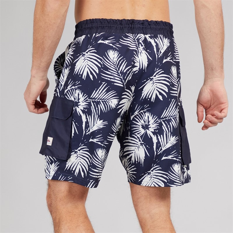 Lagooners Mens Doug Board Shorts Navy Leaf Print - Image 2