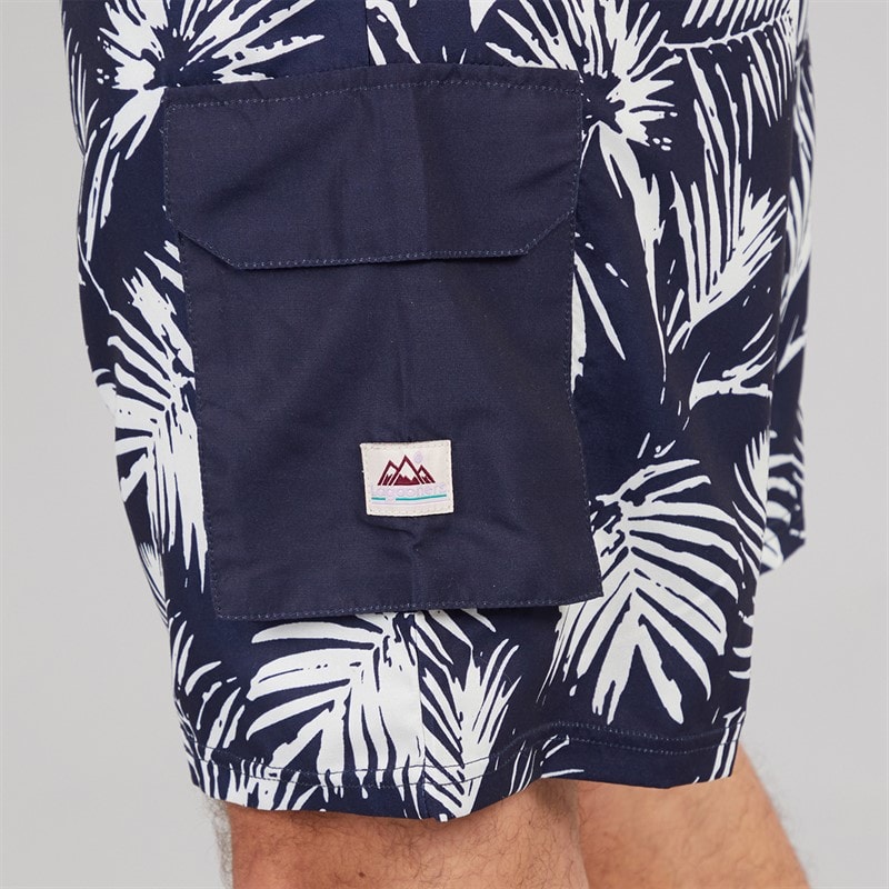 Lagooners Mens Doug Board Shorts Navy Leaf Print - Image 3