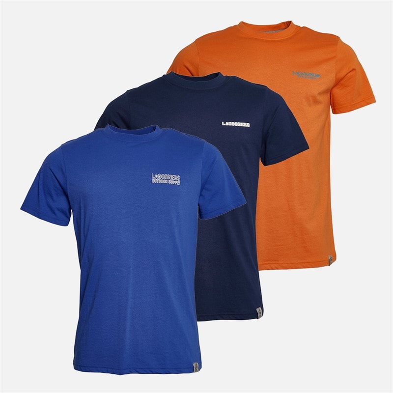 Lagooners Mens Nico Three Pack T-Shirts Multi - Image 3