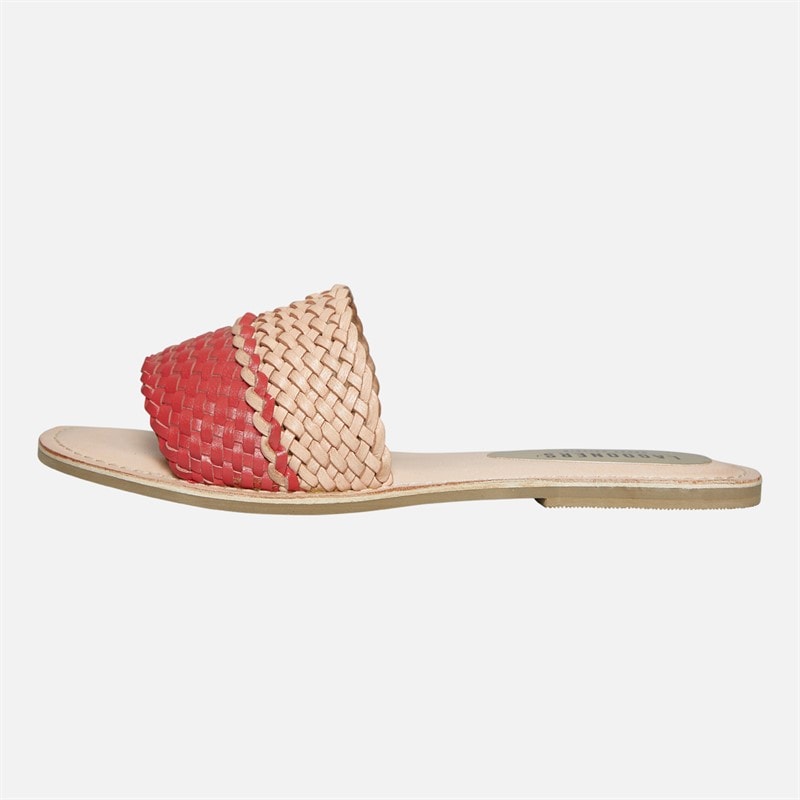 Lagooners Womens Aria Woven Sliders Pink/Natural Leather - Image 3
