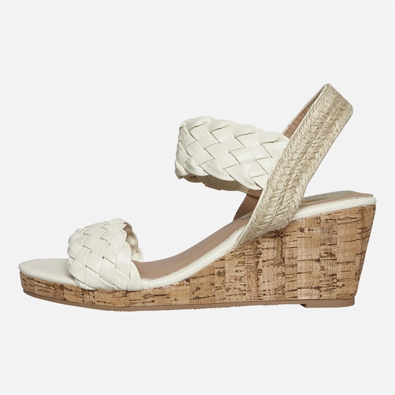 Lagooners Womens Nova Wedge Sandals White PU - Image 2