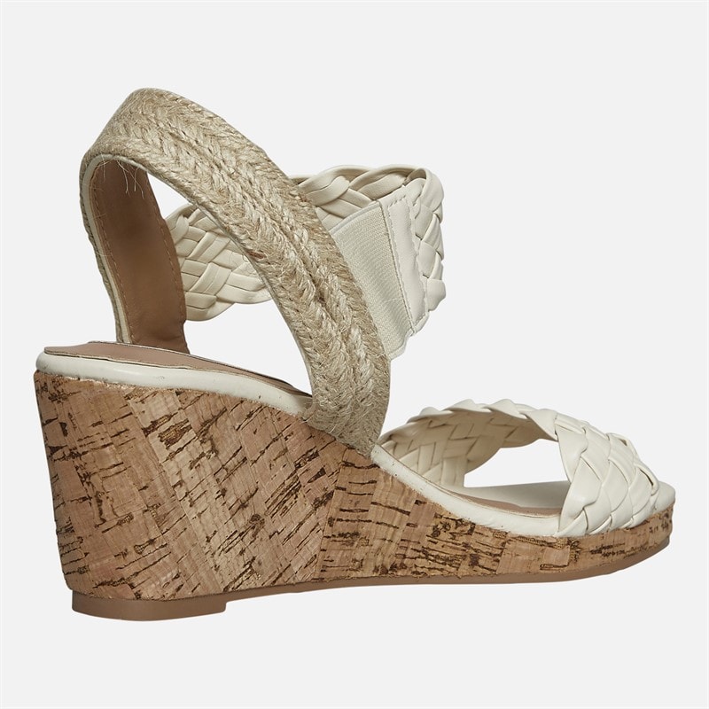 Lagooners Womens Nova Wedge Sandals White PU - Image 5