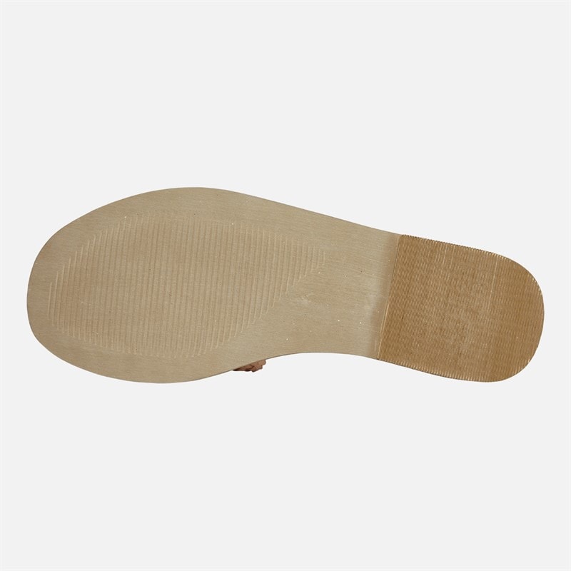 Lagooners Womens Aria Woven Sliders Navy/Natural Leather - Image 4