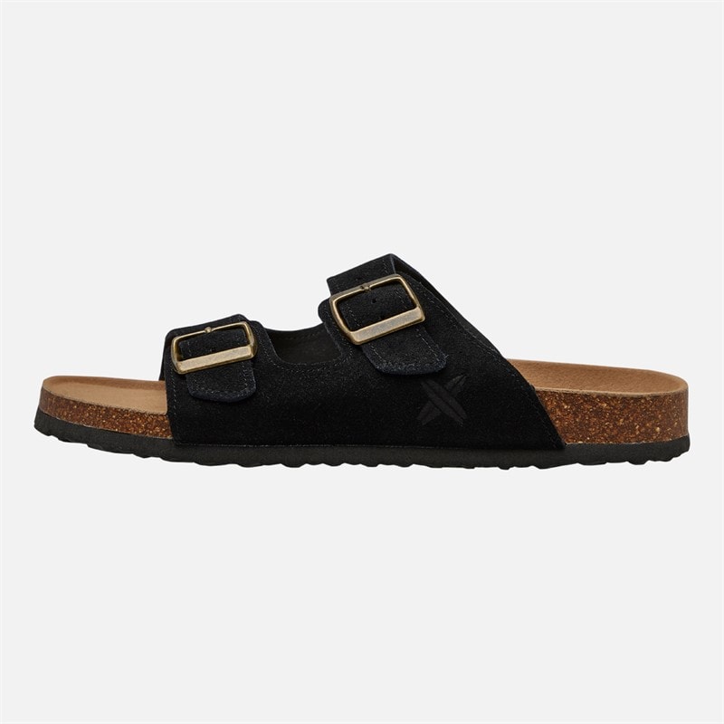 Lagooners Womens Aurora Double Buckle Sandals Black Suede - Image 2