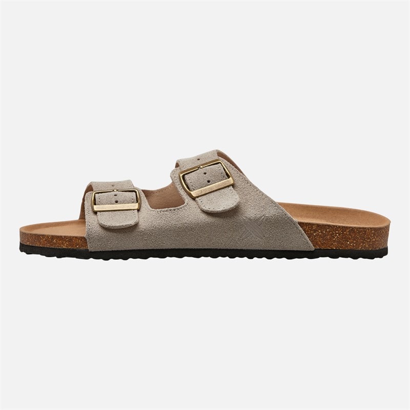 Lagooners Mens Theo Double Buckle Sandals Beige Suede - Image 2