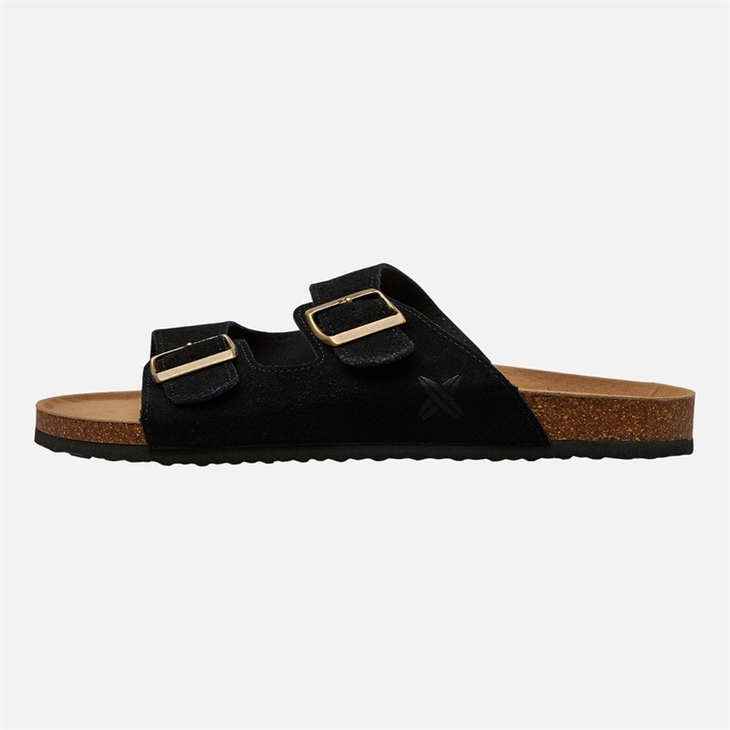 Lagooners Mens Theo Double Buckle Sandals Black Suede - Image 2