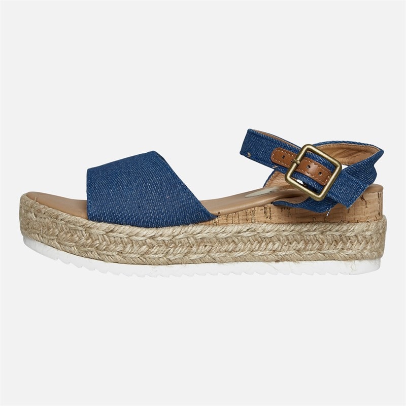 Lagooners Womens Olivia Ankle Strap Sandals Blue Denim - Image 2