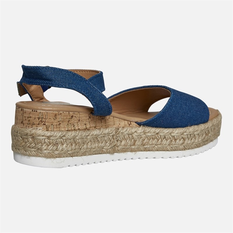 Lagooners Womens Olivia Ankle Strap Sandals Blue Denim - Image 5