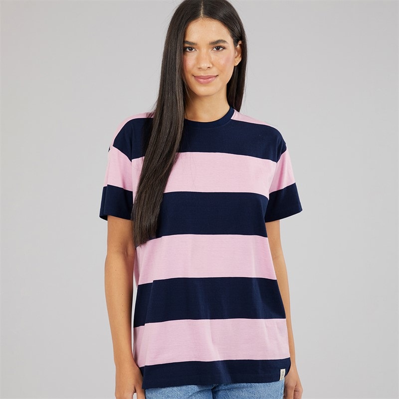 Lagooners Womens Ladies Elmsby Oversized T-Shirt Navy/Pink - Image 1