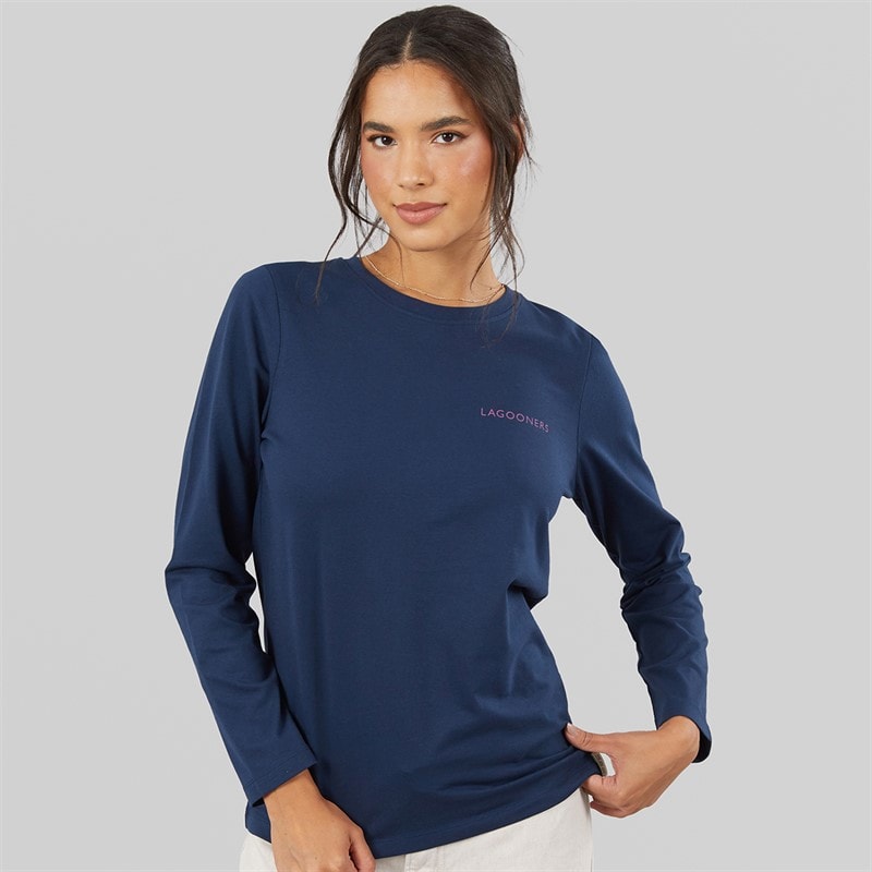Lagooners Womens Frost Hollow T-Shirt Navy - Image 2